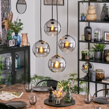 Koyoto Lámparas suspendidas, Luminarias esféricas, Lámpara colgante de clúster Cromo, Transparente, Ahumado, 4 luces