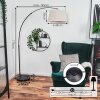 Bassagoda Lámpara de pie, Lámparas de pie tipo arco Cromo, Negro, 1 luz, Pantalla de lámpara de tela