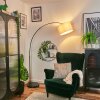 Bassagoda Lámpara de pie, Lámparas de pie tipo arco Cromo, Negro, 1 luz, Pantalla de lámpara de tela