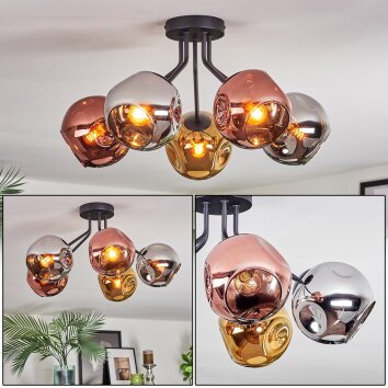 Ripoll Plafones, Luminarias esféricas Cromo, dorado, Color cobre, Ahumado, 5 luces