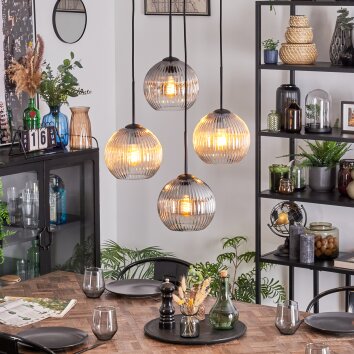 Koyoto Lámparas suspendidas, Luminarias esféricas, Lámpara colgante de clúster Colores ámbar, Transparente, Ahumado, 4 luces
