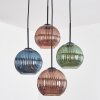 Koyoto Lámparas suspendidas, Luminarias esféricas, Lámpara colgante de clúster Azul, Verde, Color cobre, 4 luces