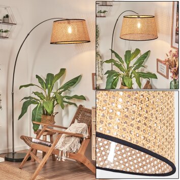 Ramila Lámpara de pie Cromo, Negro, 1 luz