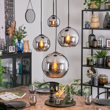 Koyoto Lámparas suspendidas, Luminarias esféricas, Lámpara colgante de clúster Cromo, Ahumado, 4 luces