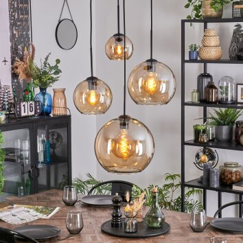 Koyoto Luminarias esféricas, Lámpara colgante de clúster Colores ámbar, 4 luces