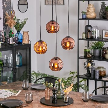 Ripoll Lámparas suspendidas, Luminarias esféricas, Lámpara colgante de clúster Color cobre, 4 luces
