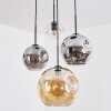 Koyoto Lámparas suspendidas, Luminarias esféricas, Lámpara colgante de clúster Colores ámbar, Cromo, Transparente, Ahumado, 4 luces