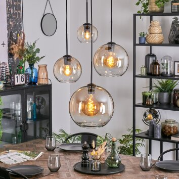 Koyoto Lámparas suspendidas, Luminarias esféricas, Lámpara colgante de clúster Colores ámbar, Transparente, 4 luces