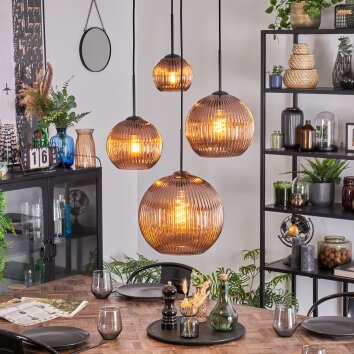 Koyoto Lámparas suspendidas, Luminarias esféricas, Lámpara colgante de clúster Color cobre, 4 luces