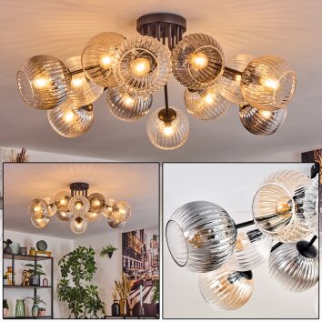 Koyoto Plafones, Luminarias esféricas 89 cm Colores ámbar, Transparente, Ahumado, 12 luces