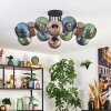 Koyoto Plafones, Luminarias esféricas 89 cm Azul, Verde, Color cobre, 12 luces