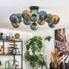 Koyoto Plafones, Luminarias esféricas 89 cm Azul, dorado, Verde, 12 luces
