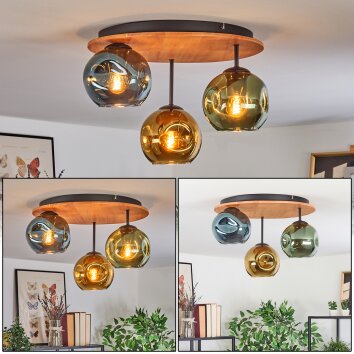 Ripoll Plafones, Luminarias esféricas Crudo, Negro, 3 luces