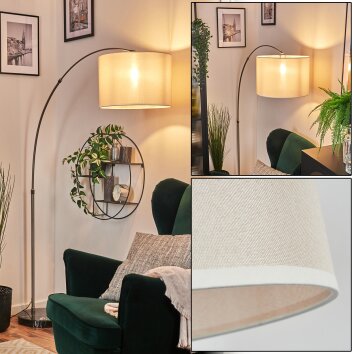 Bassagoda Lámpara de pie, Lámparas de pie tipo arco Níquel-mate, Negro, 1 luz