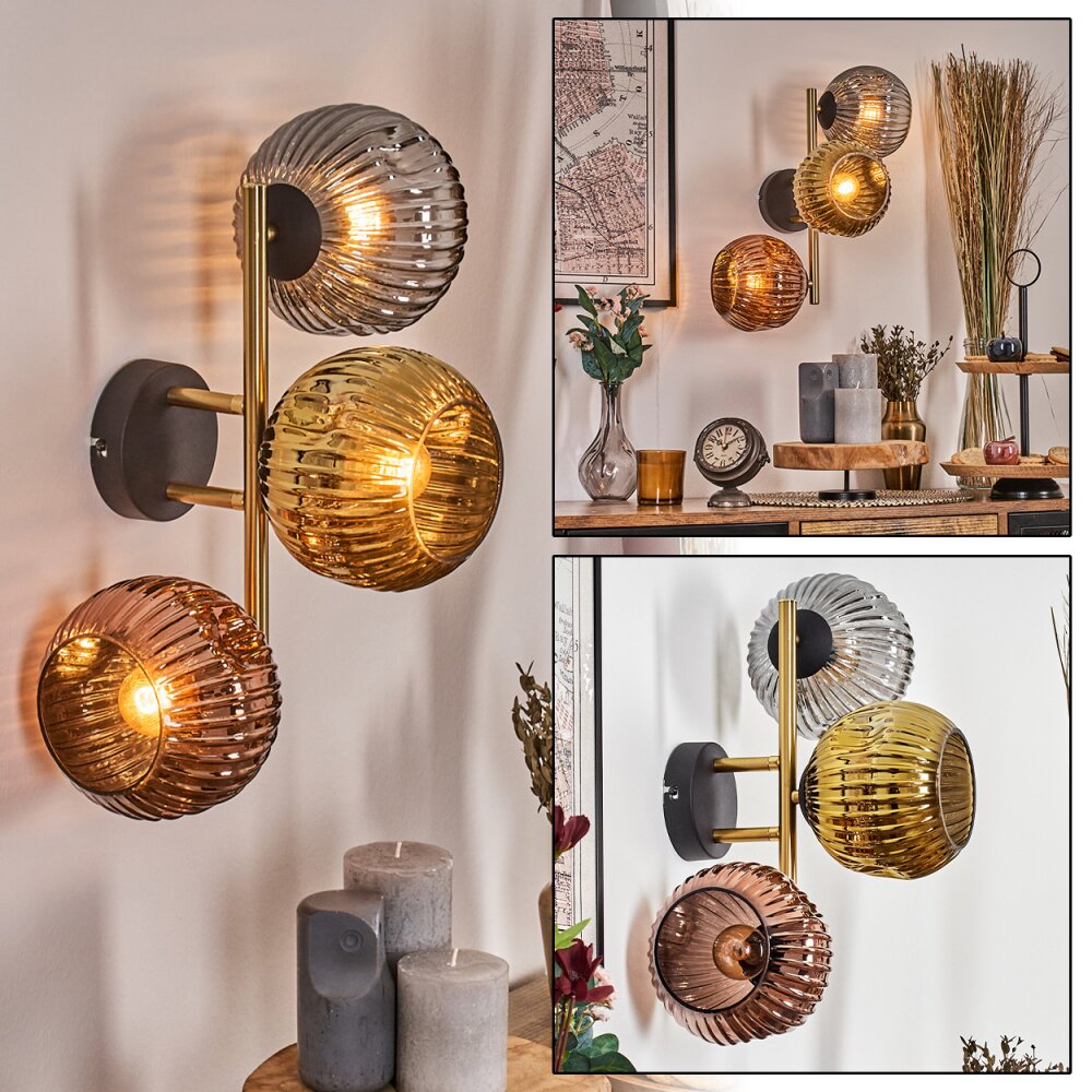 Ripoll Luminarias esféricas, Apliques dorado, Negro, 3 luces main product photo