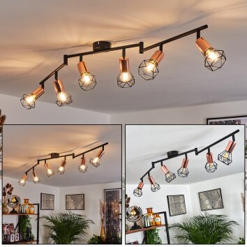 Baripada Lámpara de Techo Negro, 6 luces