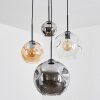 Ripoll Lámparas suspendidas, Luminarias esféricas, Lámpara colgante de clúster Colores ámbar, Cromo, Transparente, Ahumado, 4 luces
