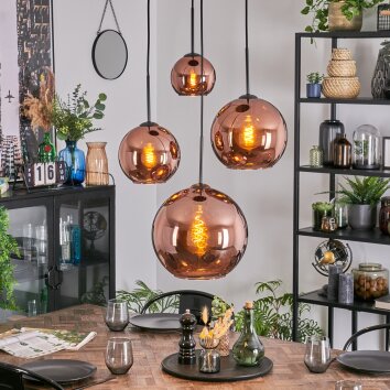 Koyoto Lámparas suspendidas, Luminarias esféricas, Lámpara colgante de clúster Color cobre, 4 luces