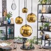 Koyoto Lámparas suspendidas, Luminarias esféricas, Lámpara colgante de clúster dorado, 4 luces