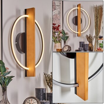 Pompu Apliques LED Crudo, Negro, 1 luz