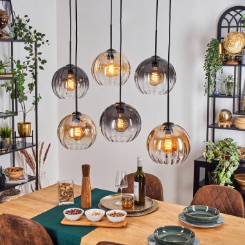 Koyoto Lámparas suspendidas, Luminarias esféricas, Lámparas colgantes Colores ámbar, Transparente, Ahumado, 6 luces