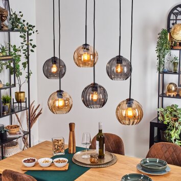 Koyoto Lámparas suspendidas, Luminarias esféricas, Lámparas colgantes Colores ámbar, Ahumado, 6 luces