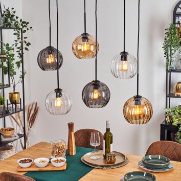 Koyoto Lámparas suspendidas, Luminarias esféricas, Lámparas colgantes Colores ámbar, Transparente, Ahumado, 6 luces