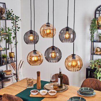 Koyoto Lámparas suspendidas, Luminarias esféricas, Lámparas colgantes Colores ámbar, Ahumado, 6 luces