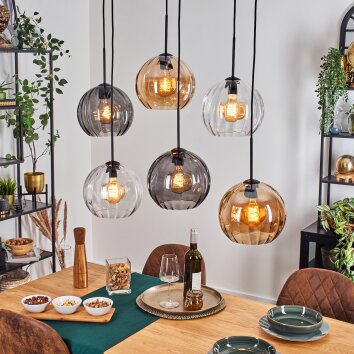 Koyoto Lámparas suspendidas, Luminarias esféricas, Lámparas colgantes Colores ámbar, Transparente, Ahumado, 6 luces
