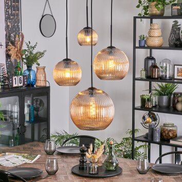 Koyoto Lámparas suspendidas, Luminarias esféricas, Lámpara colgante de clúster Colores ámbar, 4 luces