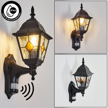 Naofe Aplique de exterior, Apliques Negro, 1 luz, Sensor de movimiento
