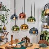 Koyoto Lámparas suspendidas, Luminarias esféricas, Lámparas colgantes Azul, dorado, Verde, Transparente, Color cobre, 6 luces