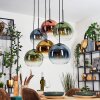 Koyoto Lámparas suspendidas, Luminarias esféricas, Lámparas colgantes Azul, dorado, Verde, Transparente, Color cobre, 6 luces