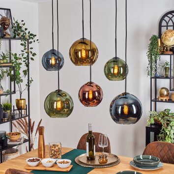 Koyoto Lámparas suspendidas, Luminarias esféricas, Lámparas colgantes Azul, dorado, Verde, Color cobre, 6 luces