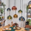 Koyoto Lámparas suspendidas, Luminarias esféricas, Lámparas colgantes Azul, dorado, Verde, Transparente, Color cobre, 6 luces