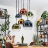 Koyoto Lámparas suspendidas, Luminarias esféricas, Lámparas colgantes Azul, dorado, Verde, Transparente, Color cobre, 6 luces