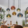 Koyoto Lámparas suspendidas, Luminarias esféricas, Lámparas colgantes Azul, dorado, Verde, Transparente, Color cobre, 6 luces