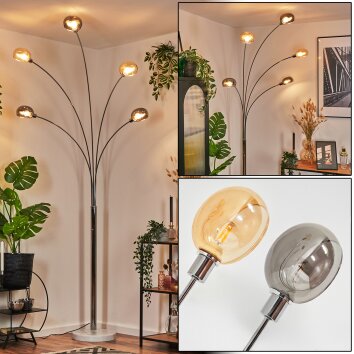 Nikkala Lámpara de pie Cromo, Blanca, 5 luces