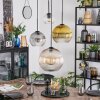 Koyoto Lámparas suspendidas, Luminarias esféricas, Lámpara colgante de clúster Colores ámbar, dorado, Transparente, Ahumado, 4 luces