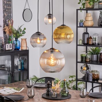 Koyoto Lámparas suspendidas, Luminarias esféricas, Lámpara colgante de clúster Colores ámbar, dorado, Transparente, Ahumado, 4 luces