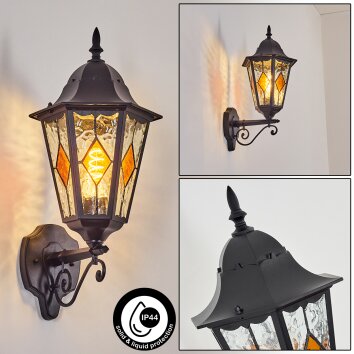Hongkong Aplique de exterior, Apliques Negro, 1 luz