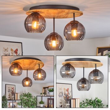 Koyoto Plafones, Luminarias esféricas Crudo, Negro, 3 luces