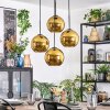 Koyoto Lámparas suspendidas, Luminarias esféricas, Lámpara colgante de clúster dorado, 4 luces