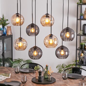Koyoto Lámparas suspendidas, Luminarias esféricas, Lámparas colgantes Colores ámbar, Ahumado, 8 luces