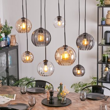 Koyoto Lámparas suspendidas, Luminarias esféricas, Lámparas colgantes Colores ámbar, Transparente, Ahumado, 8 luces