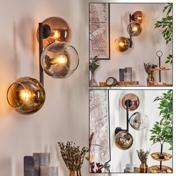 Koyoto Luminarias esféricas, Apliques dorado, Transparente, Color cobre, Ahumado, 3 luces