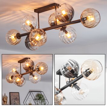 Koyoto Plafones, Luminarias esféricas Colores ámbar, Transparente, Ahumado, 8 luces