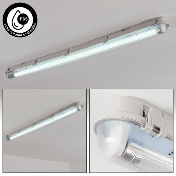 Ilena Plafon de exterior, Iluminación exterior, Lámpara de baño, Focos de obra, Plafones LED Gris, 1 luz
