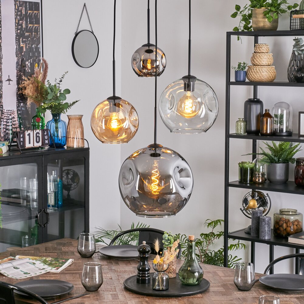 Ripoll Lámparas suspendidas, Luminarias esféricas, Lámpara colgante de clúster Colores ámbar, Cromo, Transparente, Ahumado, 4 luces main product photo