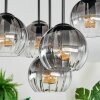 Koyoto Plafones, Luminarias esféricas 33 cm Transparente, Ahumado, 5 luces